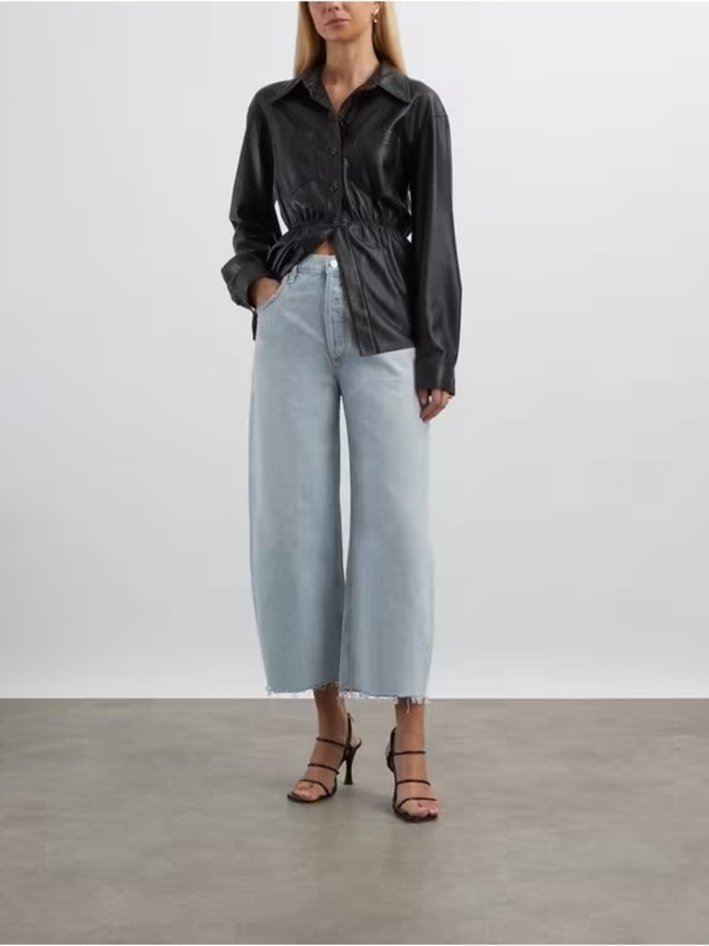 Citizens of Humanity Ayla Raw Hem Crop Jeans Sailor High Rise Wide Leg 25